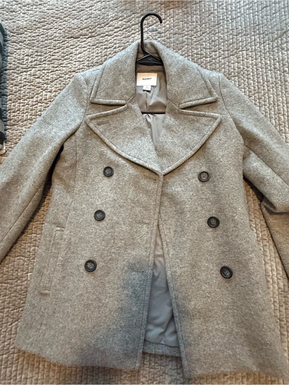 Old Navy Women's Light Gray Double-Breasted Pea Coat